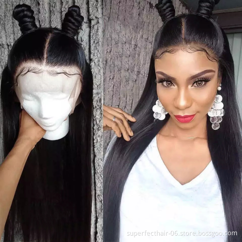 Hot Sale Straight 13*4 Lace Brazilian Hair Wig Pre Plucked With Baby Hair Transparent Lace Front Wigs For Black Women Human Hair